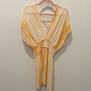 Blue Island Orange and Cream V-Neck Cover Up Dress